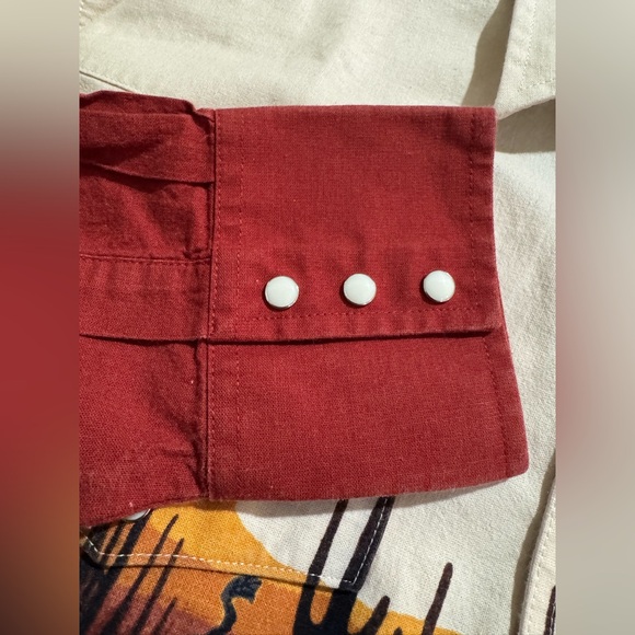 Wrangler Western Bull Cactus Aztec Desert Long Sleeve Pearl Snap Cotton Large - Picture 4 of 5